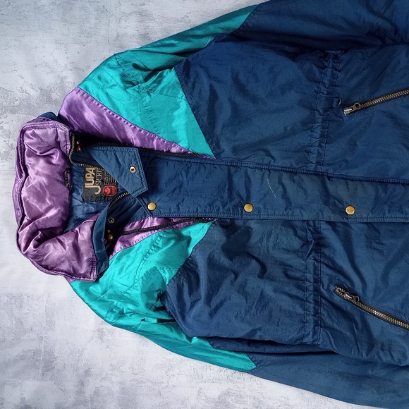 VINTAGE 90s JUPA Sports Color Clock Purple Blue Winter Ski Jacket - Picture 5 of 13